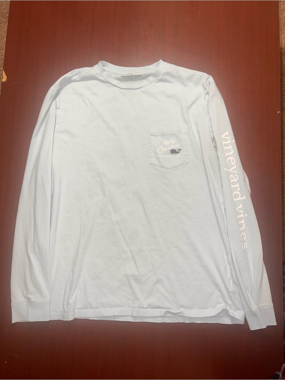 Vineyard Vines Blue Christmas Long-Sleeve Pocket Tee with